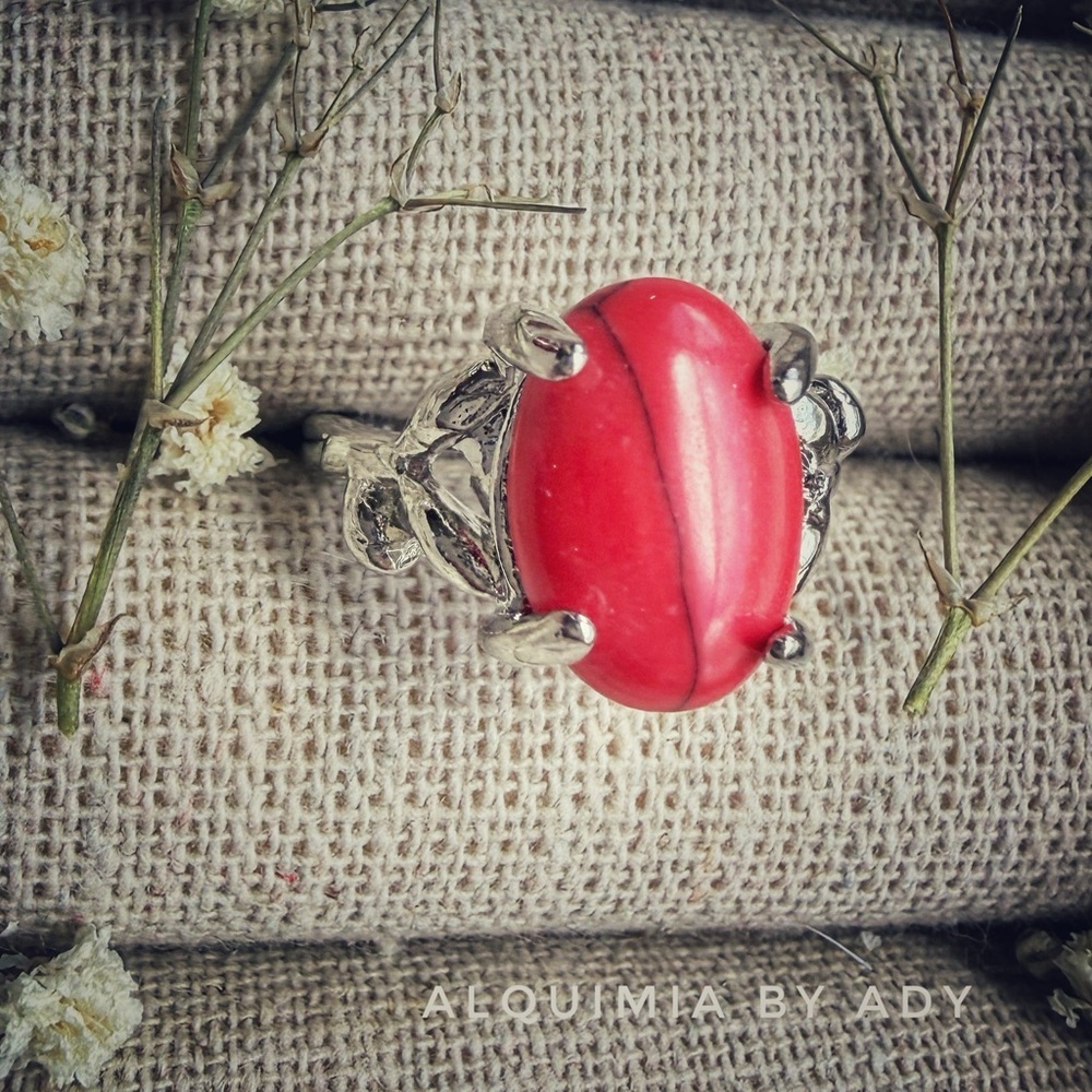 Red turquoise Stone Silver unisex Ring | pinky ring